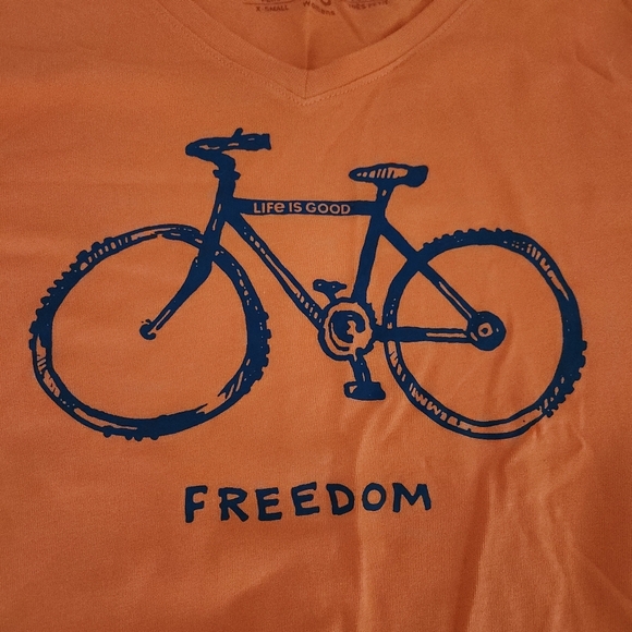 LIFE IS GOOD Freedom Bicycle Graphic Long Sleeve Tee orange xs - Picture 6 of 11